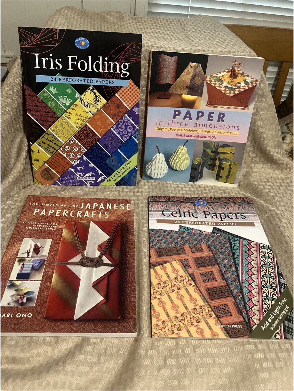 Vintage Paper Craft Book Lot of 4 Origami Iris Folding Celtic Papers NOS